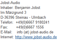 Anschrift Jobst-Audio